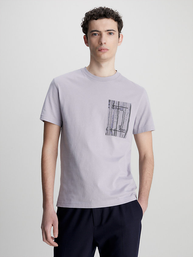 purple chest print t-shirt for men calvin klein