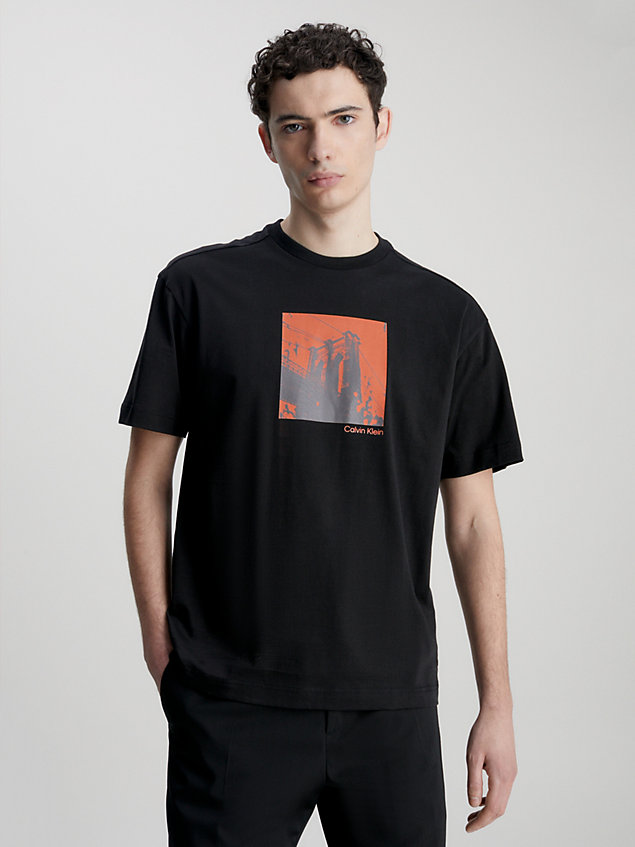camiseta con estampado fotográfico black de hombre calvin klein