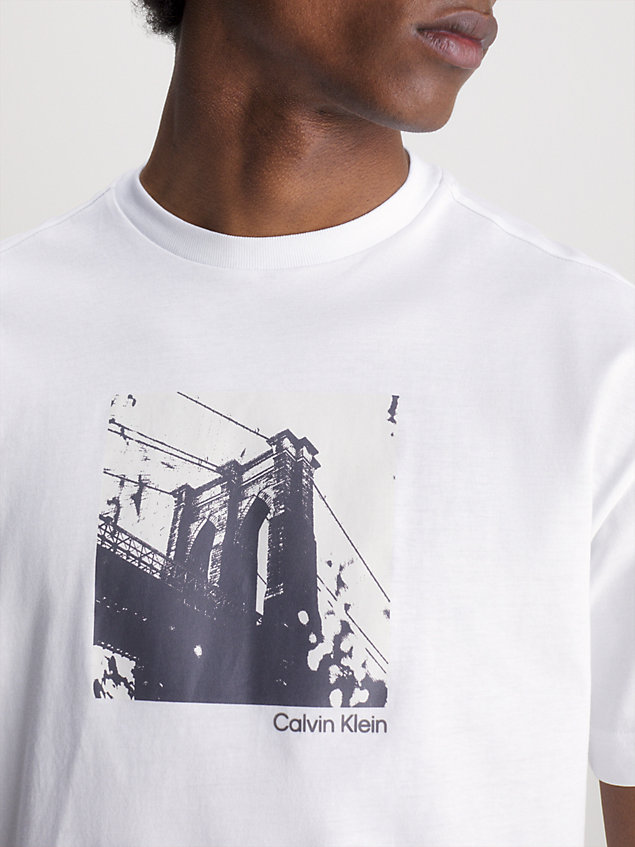 white photo print t-shirt for men calvin klein