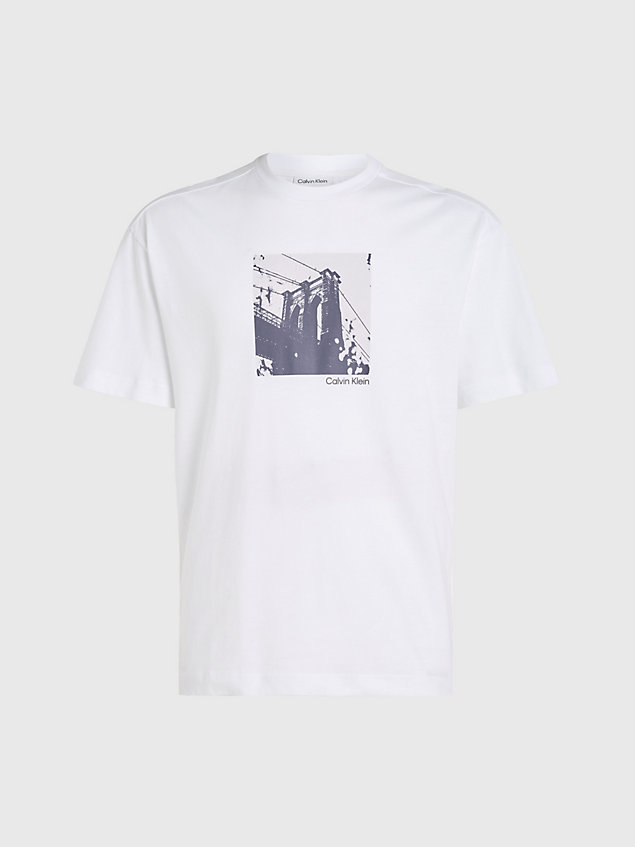 white t-shirt mit fotoprint für herren - calvin klein