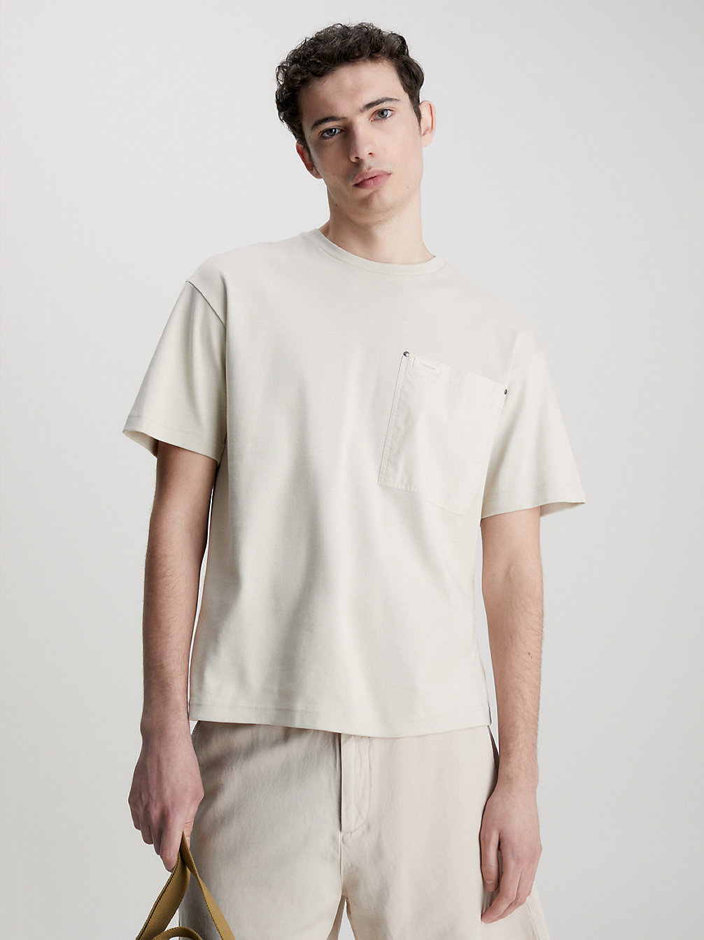 STONY BEIGE Geripptes T-Shirt Mit Tasche undefined Herren Calvin Klein