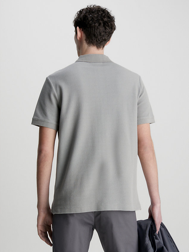 grey textured two tone polo shirt for men calvin klein