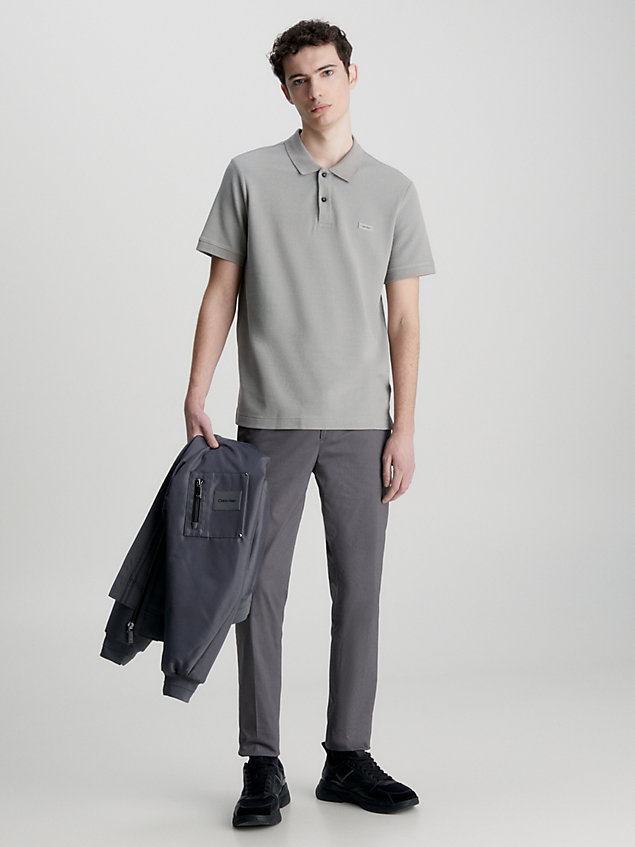 grey strukturalna dwubarwna koszula polo dla mężczyźni - calvin klein