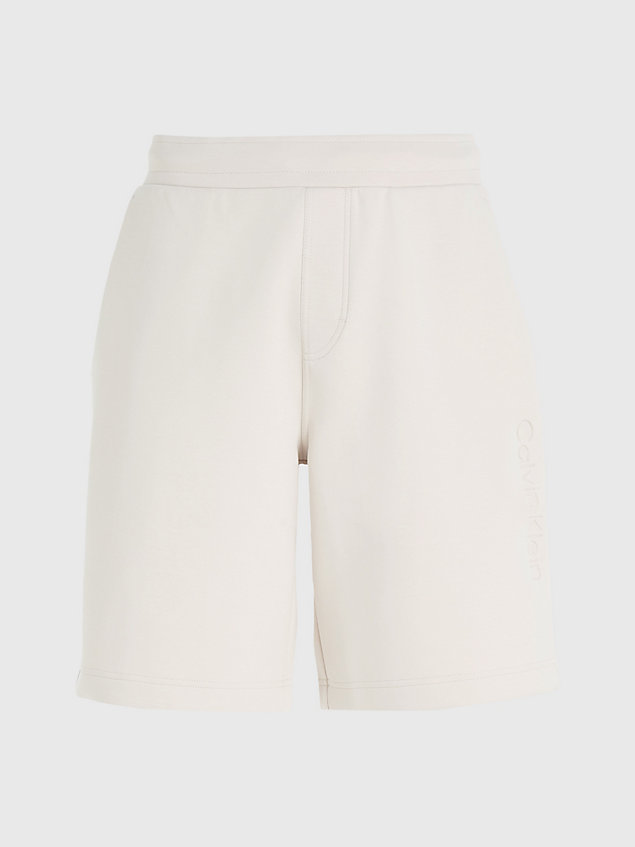 beige logo jogger shorts for men calvin klein