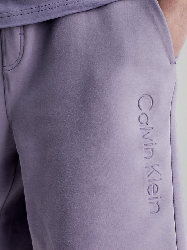 purple korte joggingbroek met logo voor heren - calvin klein
