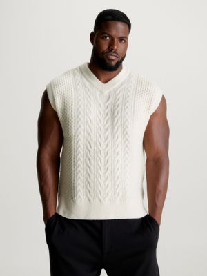 Wool Blend Cable Knit Vest Calvin Klein®