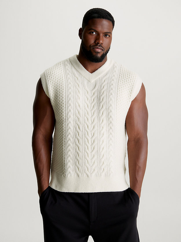 egret wool blend cable knit vest for men calvin klein