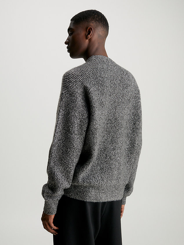 maglione lavorato a maglia a costine in misto lana black da uomo calvin klein