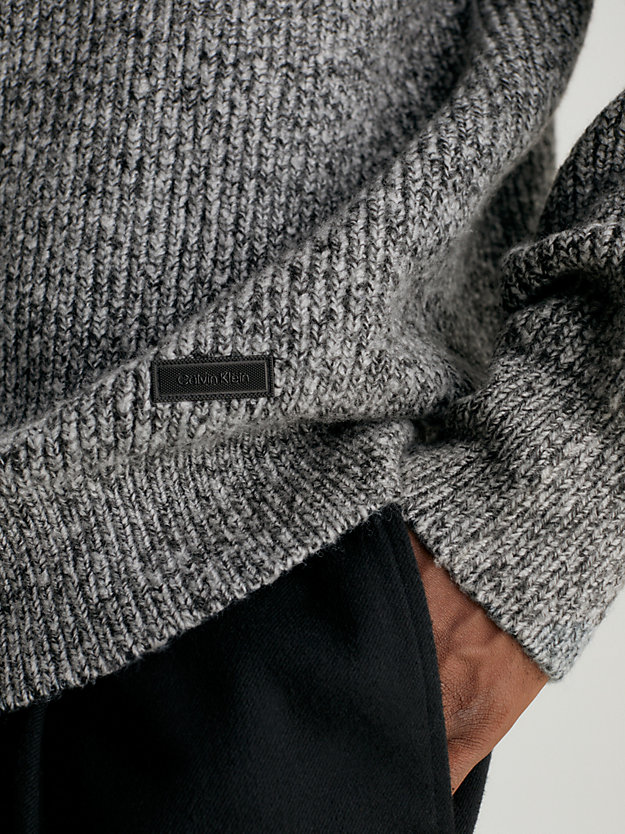 ck black wool blend rib-knit jumper for men calvin klein