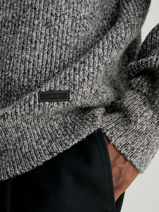 black dzianinowy sweter z mieszanki wełny o ściągaczowym splocie dla mężczyźni - calvin klein