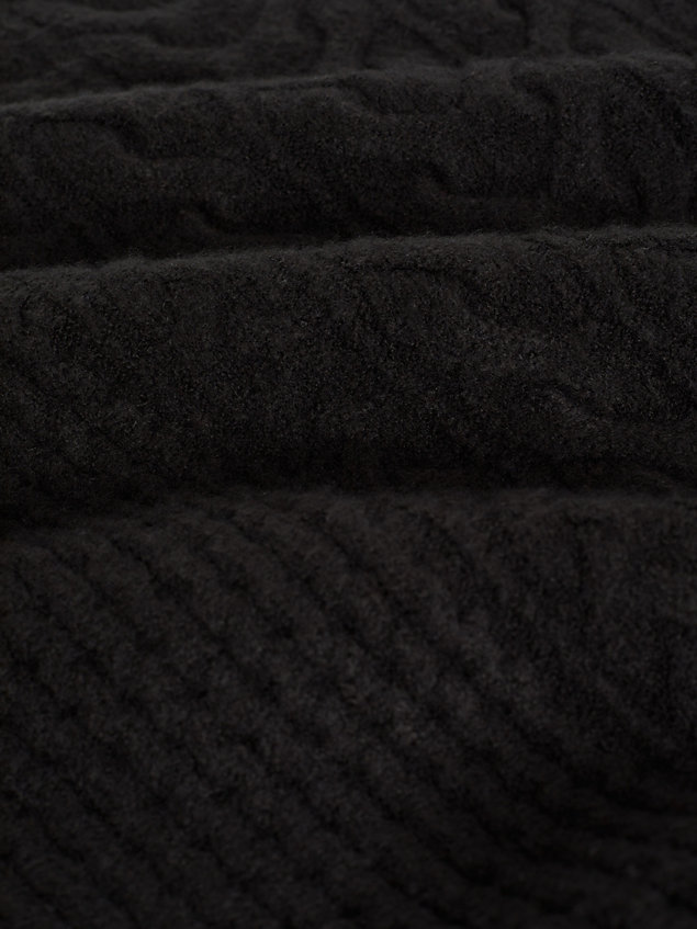 black sweter o splocie kablowym z mieszanki wełny dla mężczyźni - calvin klein