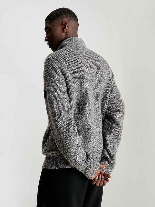 black wool blend zip up cardigan for men calvin klein