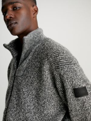 Mens grey clearance zip up cardigan