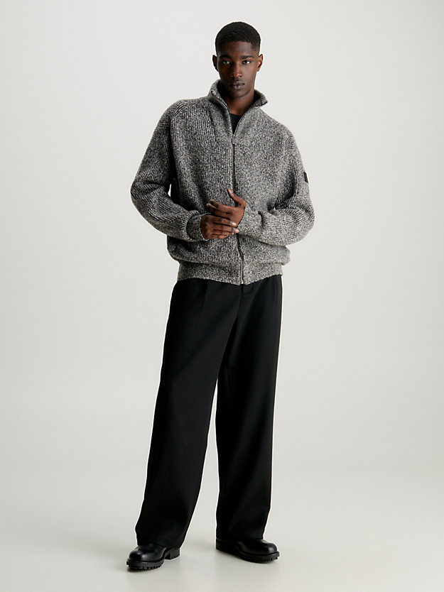 ck black wool blend zip up cardigan for men calvin klein