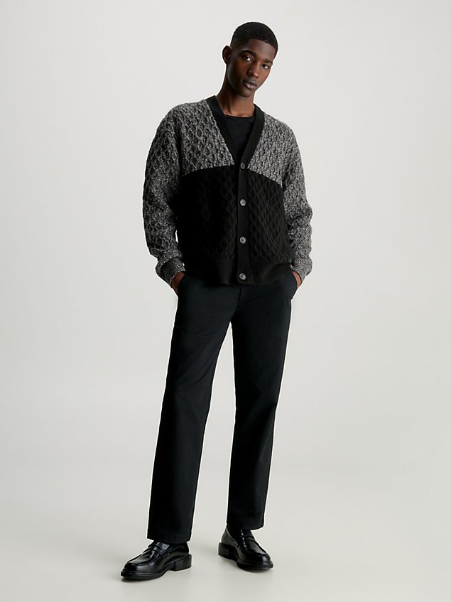 black colour block textured cardigan for men calvin klein