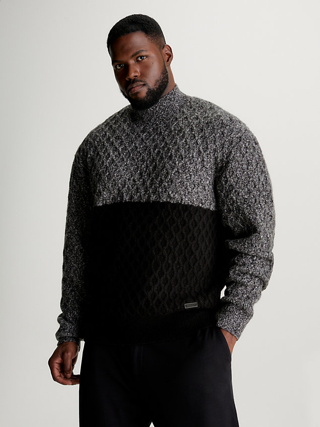 black sweter w kontrastowe kolory dla mężczyźni - calvin klein