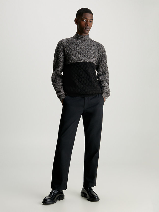 ck black colour block textured jumper for men calvin klein