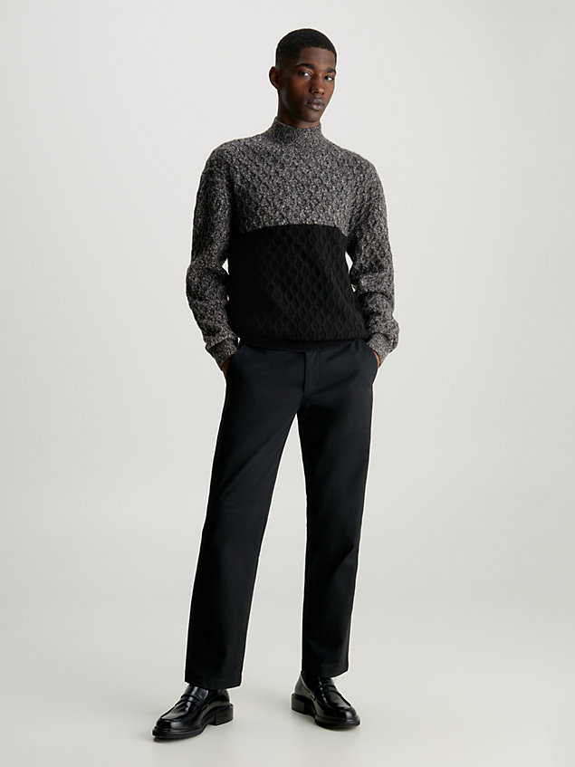 black colour block textured jumper for men calvin klein