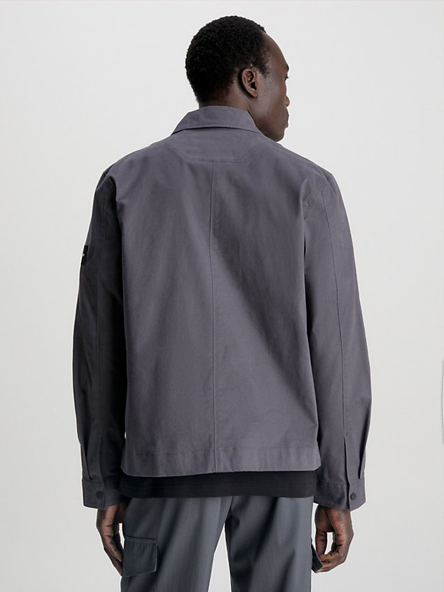 grey organic cotton twill overshirt for men calvin klein