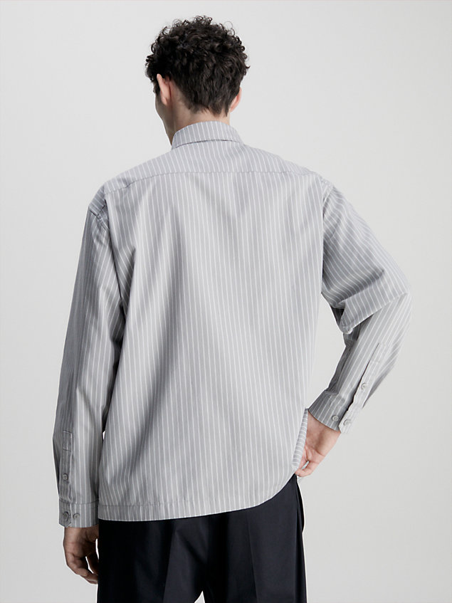 grey oversized twill striped shirt for men calvin klein