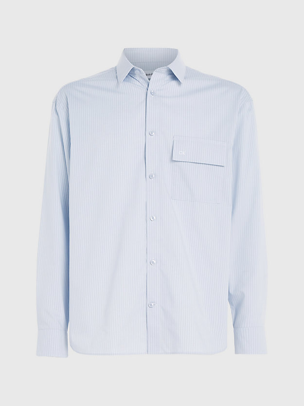 LIGHT BLUE Relaxed Twill Striped Shirt for men CALVIN KLEIN