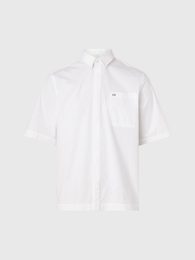 bright white boxy overhemd met korte mouwen voor heren - calvin klein