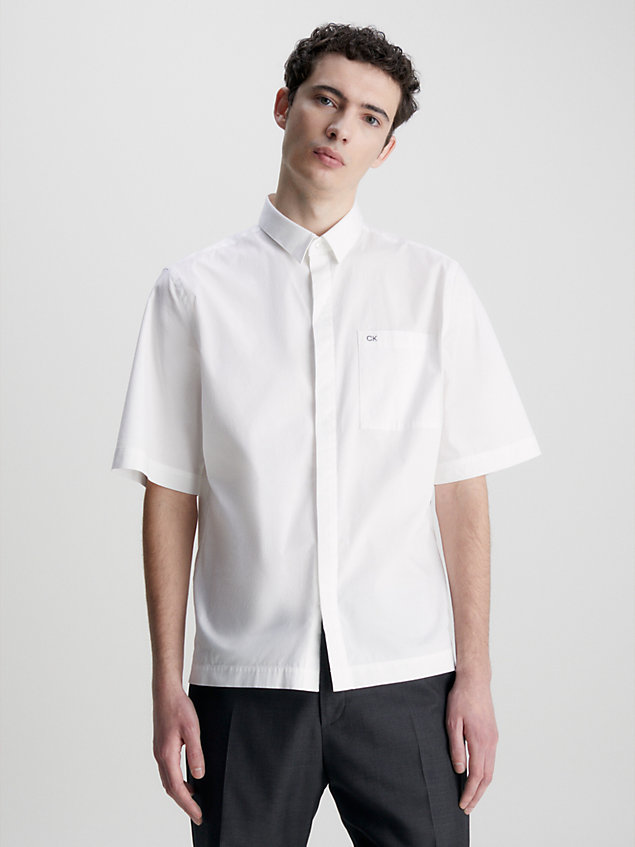 white boxy short sleeve shirt for men calvin klein