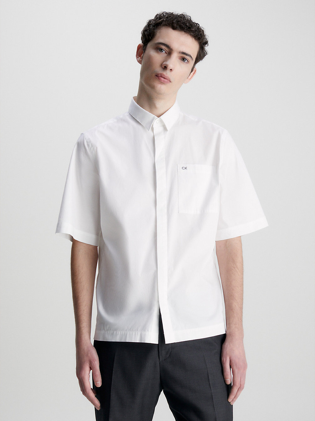 BRIGHT WHITE > Pudełkowa Koszula Z Krótkim Rękawem > undefined Mężczyźni - Calvin Klein