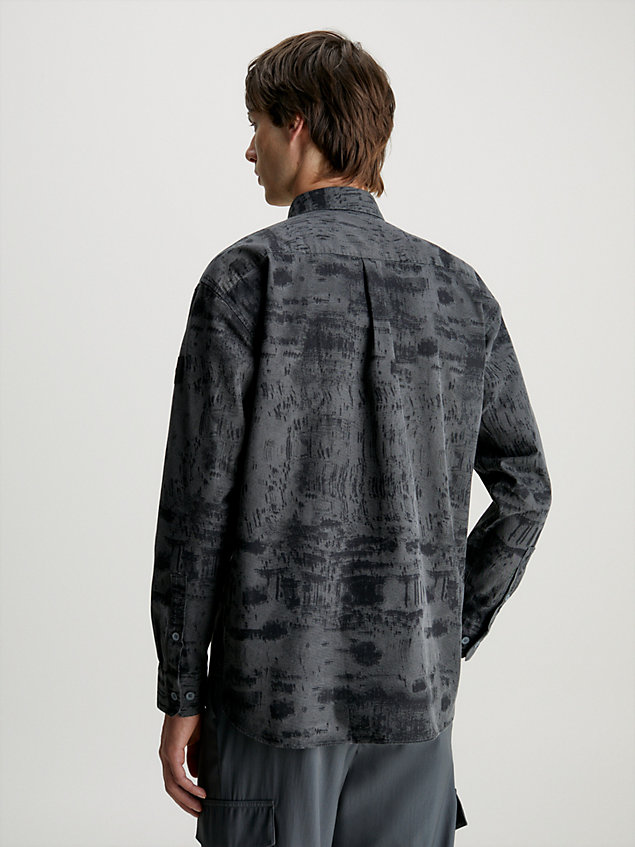 grey lässiges überhemd mit print aus twill für herren - calvin klein