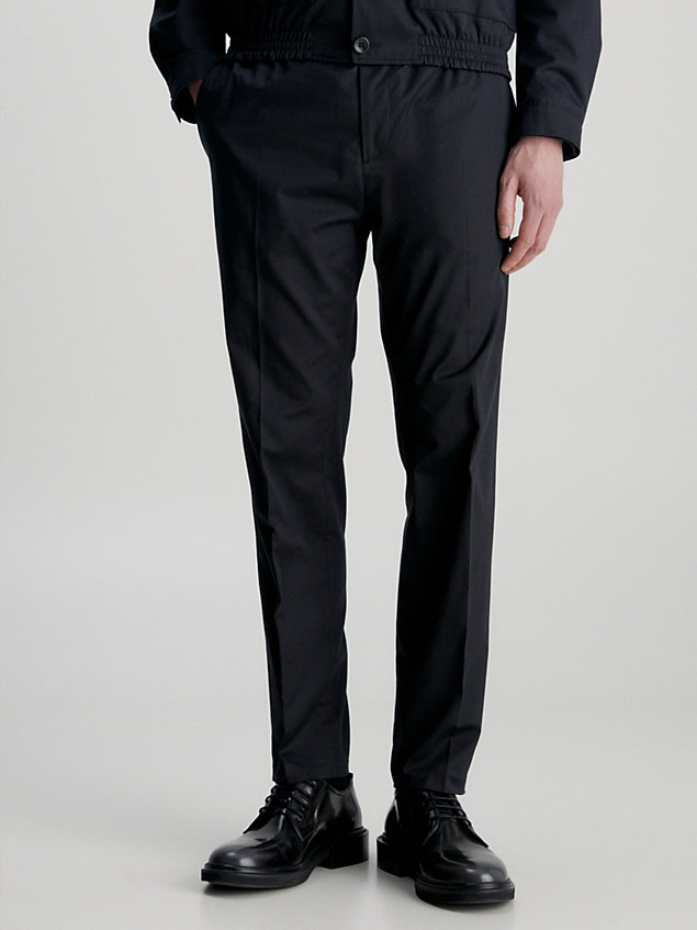 black slim cropped seacell trousers for men calvin klein