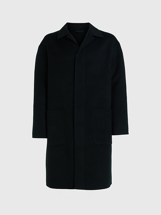 black double faced wool coat for men calvin klein