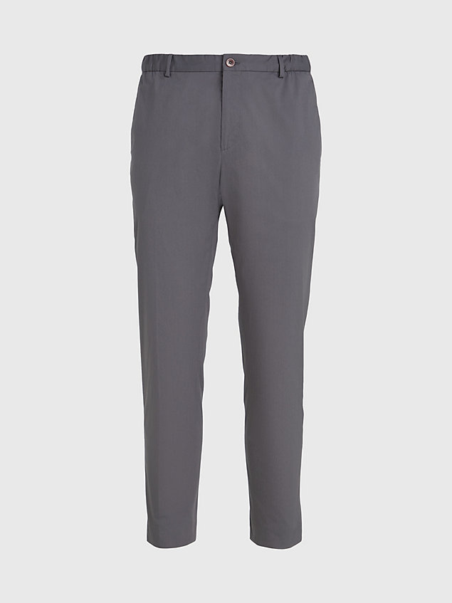 grey cropped crinkle trousers for men calvin klein