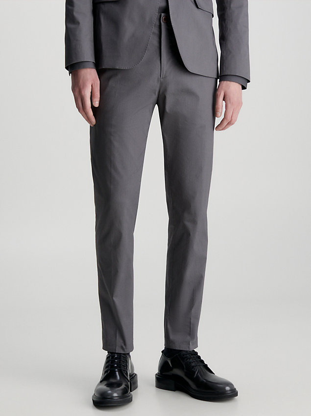grey cropped crinkle trousers for men calvin klein