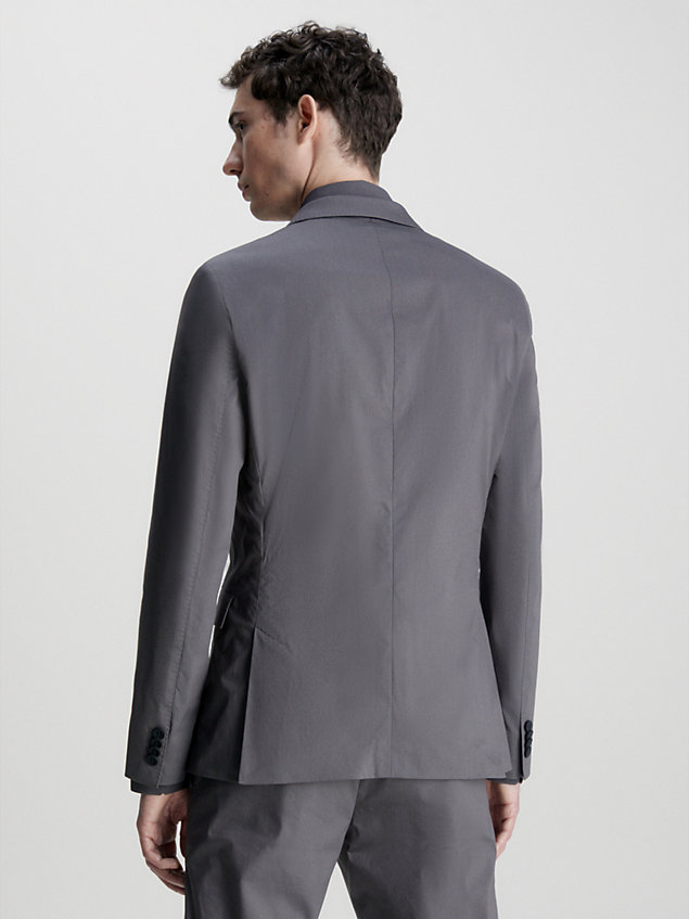 grey slim technical cotton blazer for men calvin klein