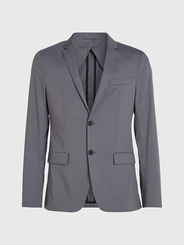 grey slim technical cotton blazer for men calvin klein