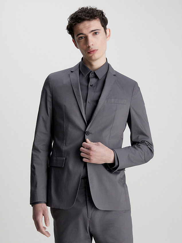 veste blazer slim en coton technique grey pour hommes calvin klein