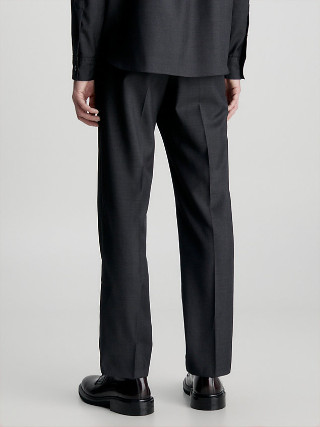 grey spodnie z wełny dziewiczej ze zwężanymi nogawkami dla mężczyźni - calvin klein