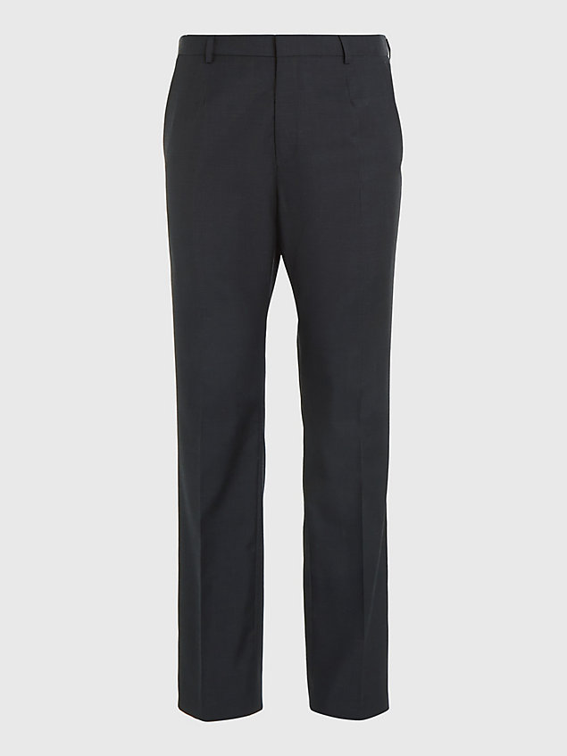 grey spodnie z wełny dziewiczej ze zwężanymi nogawkami dla mężczyźni - calvin klein