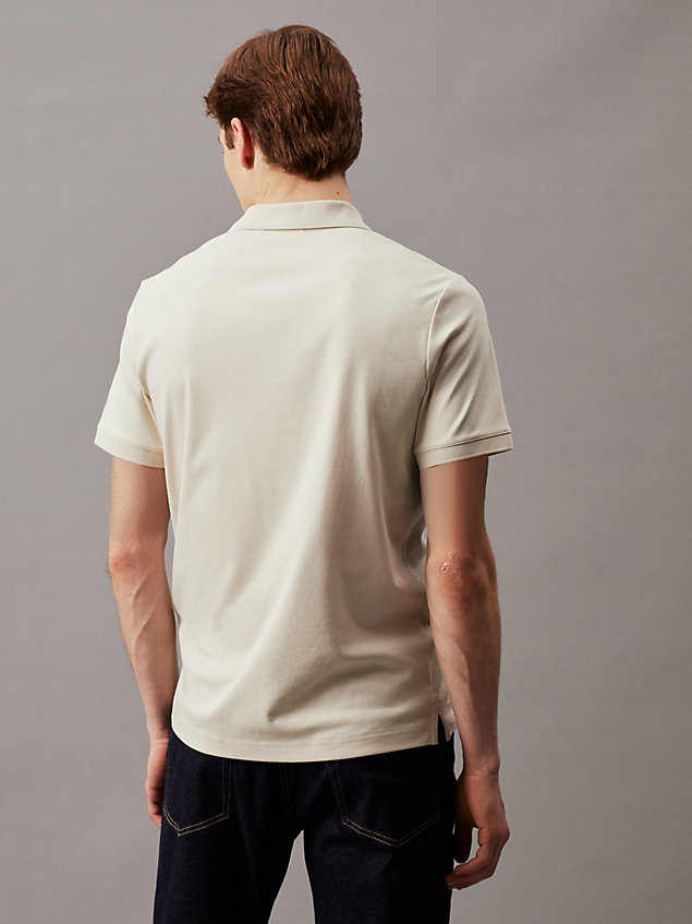 beige koszulka polo slim z wysokiej jakości bawełny dla mężczyźni - calvin klein