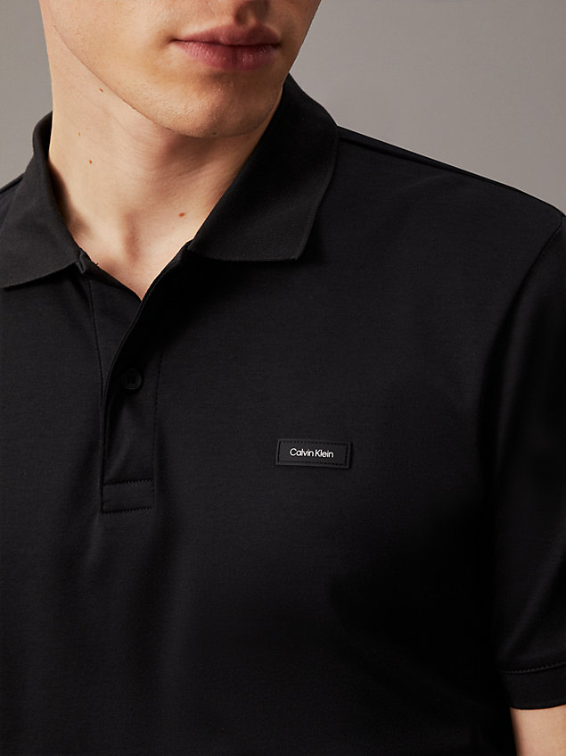 black koszulka polo slim z wysokiej jakości bawełny dla mężczyźni - calvin klein