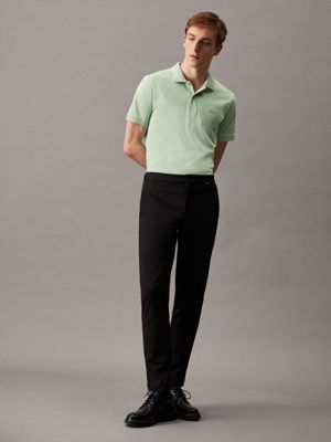 Camiseta punto hombre manga corta y tapeta con tres botones en cuello en  color verde