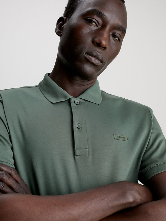 green koszulka polo slim z wysokiej jakości bawełny dla mężczyźni - calvin klein