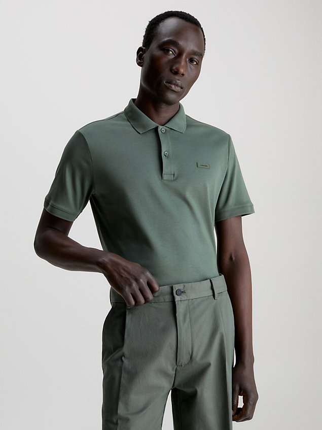 green slim refined cotton polo shirt for men calvin klein
