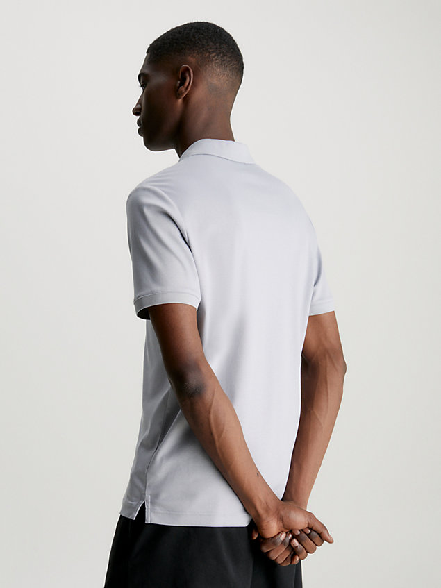 grey slim refined cotton polo shirt for men calvin klein