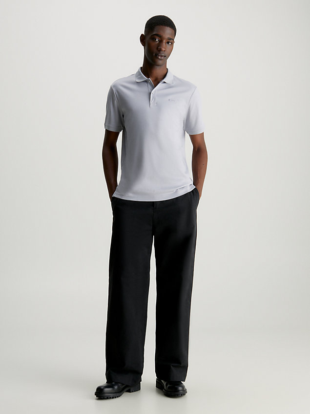 grey slim refined cotton polo shirt for men calvin klein