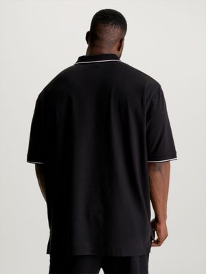 polo de talla grande con detalle en bordes black de hombre calvin klein