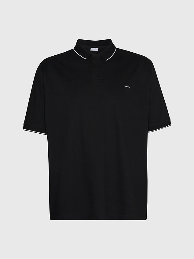black plus size tipping polo shirt for men calvin klein