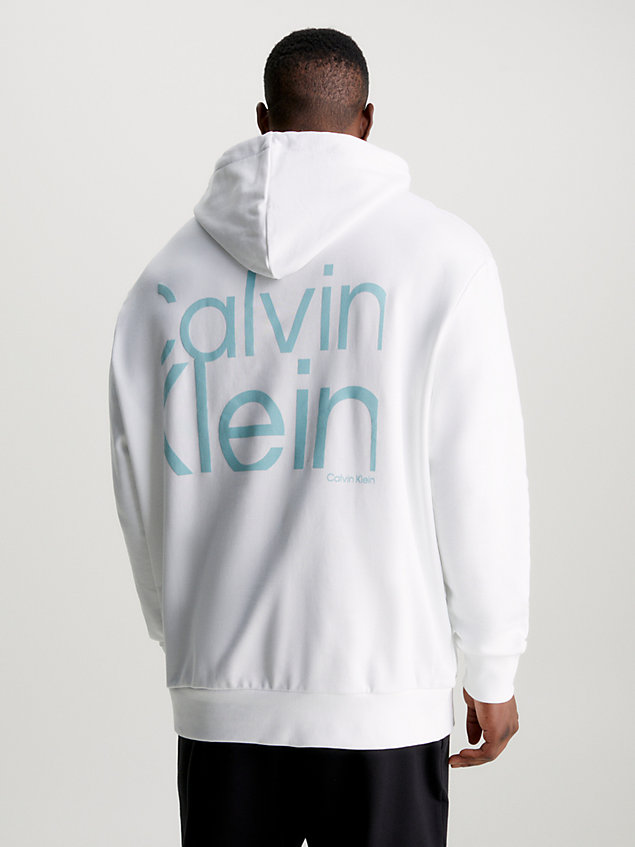 white plus size logo hoodie for men calvin klein