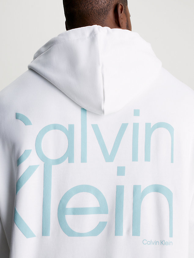 sweat-shirt à capuche grande taille avec logo white pour hommes calvin klein