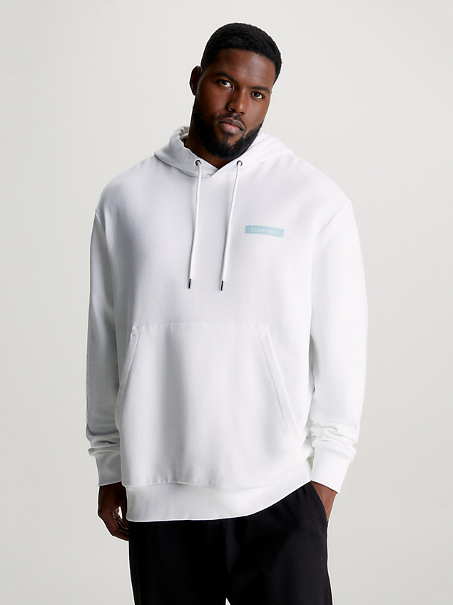 white logo-hoodie in großen größen für herren - calvin klein